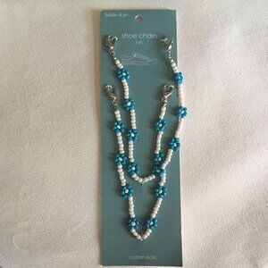 Hildie & Jo Shoe Chain Ankle Bracelet Anklet NWT 2 Piece 11.2" Turquoise & Pearl